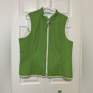Coldwater Creek Green and White Reversible Sleeveless Vest